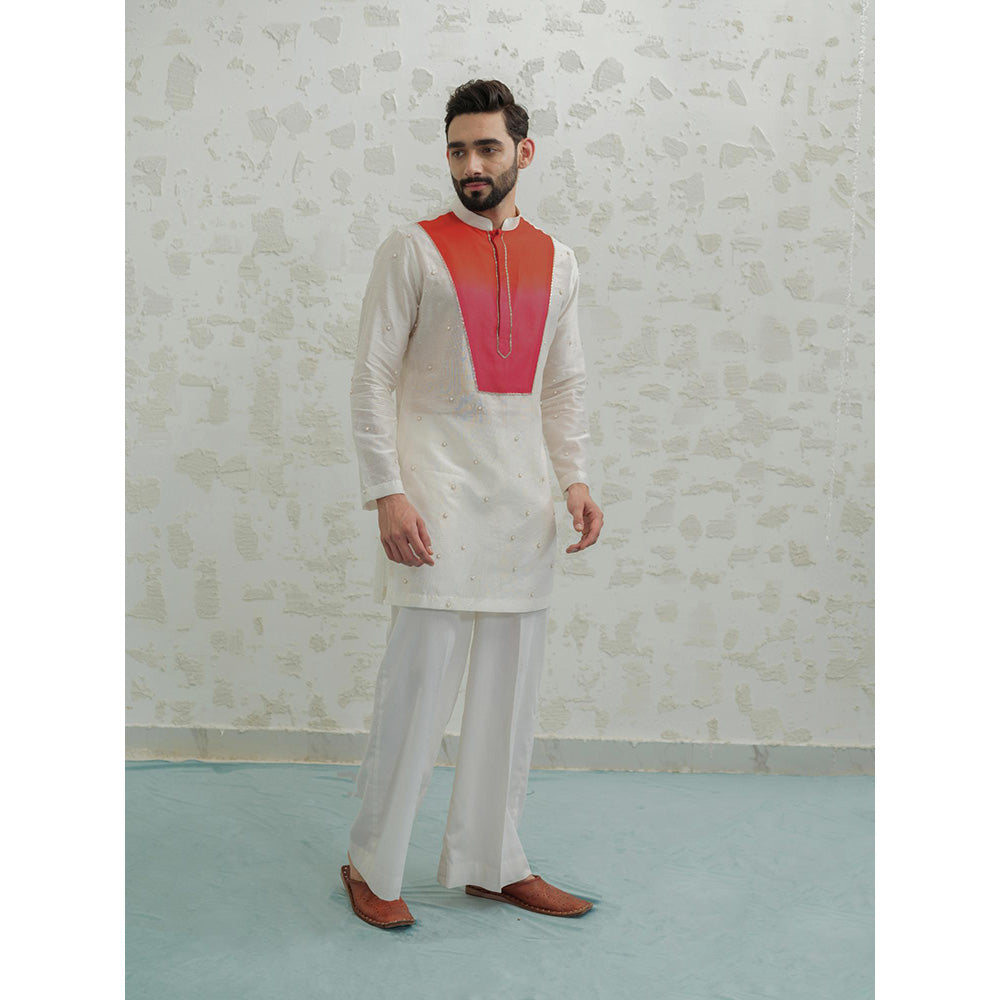 Runit Gupta Pink Orange Ombre Patch Kurta with Pyjama