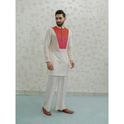 Runit Gupta Pink Orange Ombre Patch Kurta with Pyjama