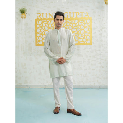Runit Gupta Mint Cutwork Hexa Kurta with Pyjama