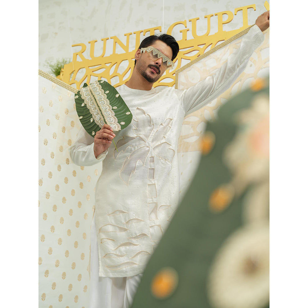 Runit Gupta Palm Tree Cutwork Kurta With Pyjama