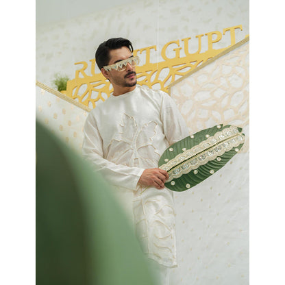 Runit Gupta Palm Tree Cutwork Kurta With Pyjama