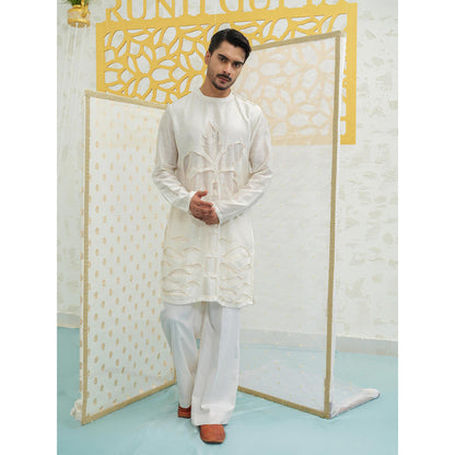 Runit Gupta Palm Tree Cutwork Kurta With Pyjama