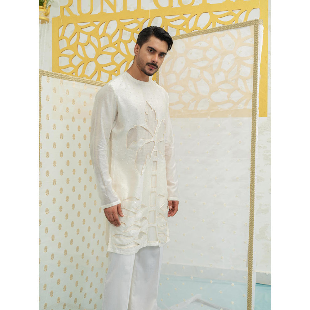 Runit Gupta Palm Tree Cutwork Kurta With Pyjama
