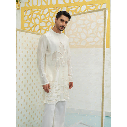 Runit Gupta Palm Tree Cutwork Kurta With Pyjama