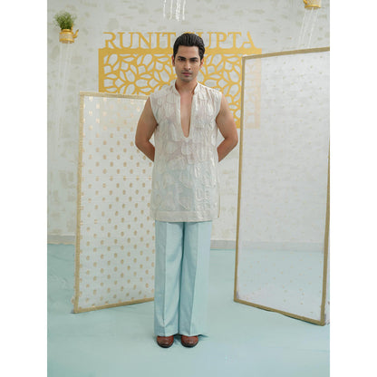 Runit Gupta Amoeba Sleeveless Short Kurta with Pyjama