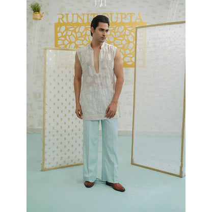 Runit Gupta Amoeba Sleeveless Short Kurta with Pyjama
