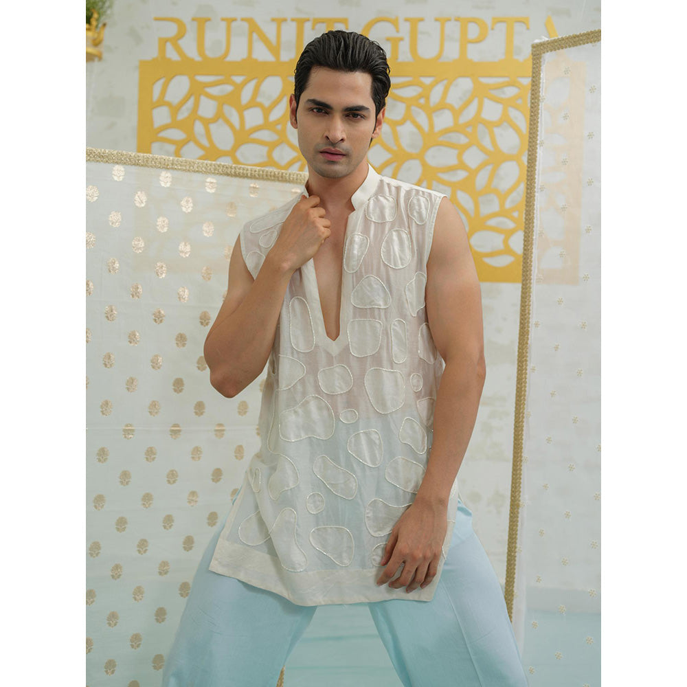 Runit Gupta Amoeba Sleeveless Short Kurta with Pyjama