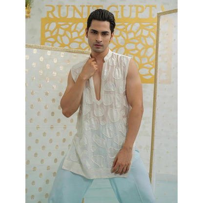 Runit Gupta Amoeba Sleeveless Short Kurta with Pyjama
