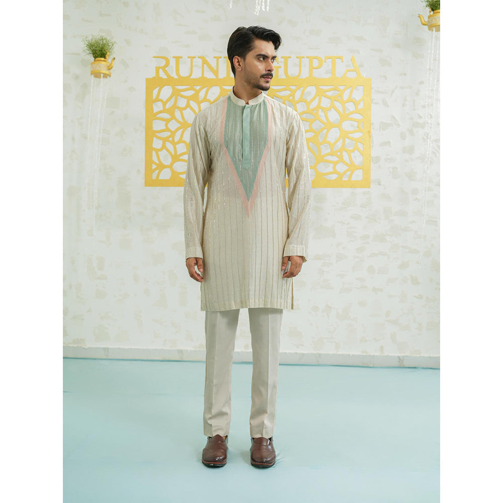 Runit Gupta Patch Stripes Kurta with Pyjama