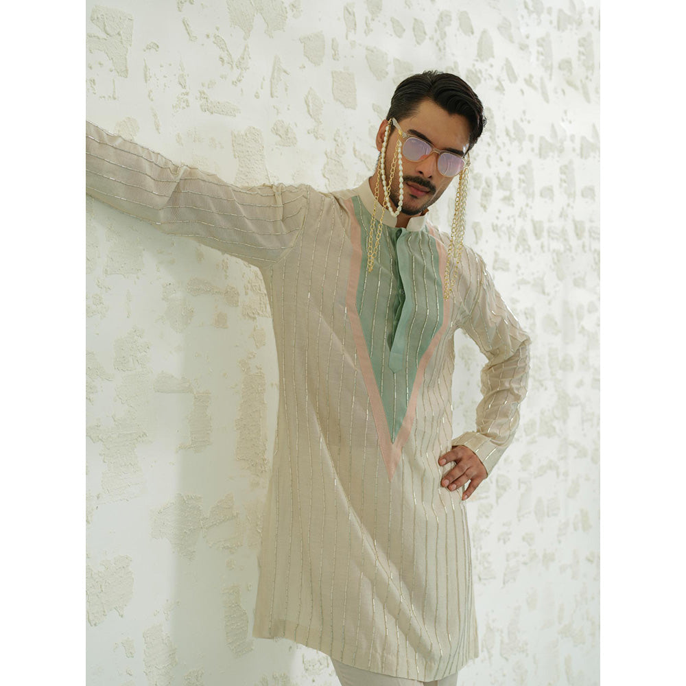 Runit Gupta Patch Stripes Kurta with Pyjama