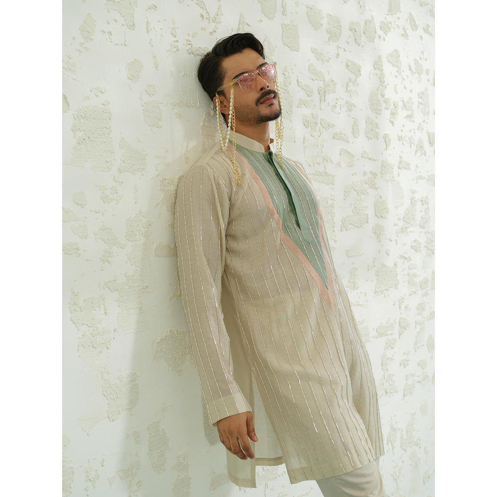 Runit Gupta Patch Stripes Kurta with Pyjama