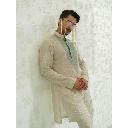 Runit Gupta Patch Stripes Kurta with Pyjama