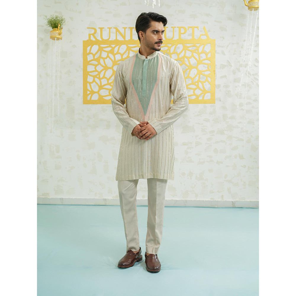 Runit Gupta Patch Stripes Kurta with Pyjama