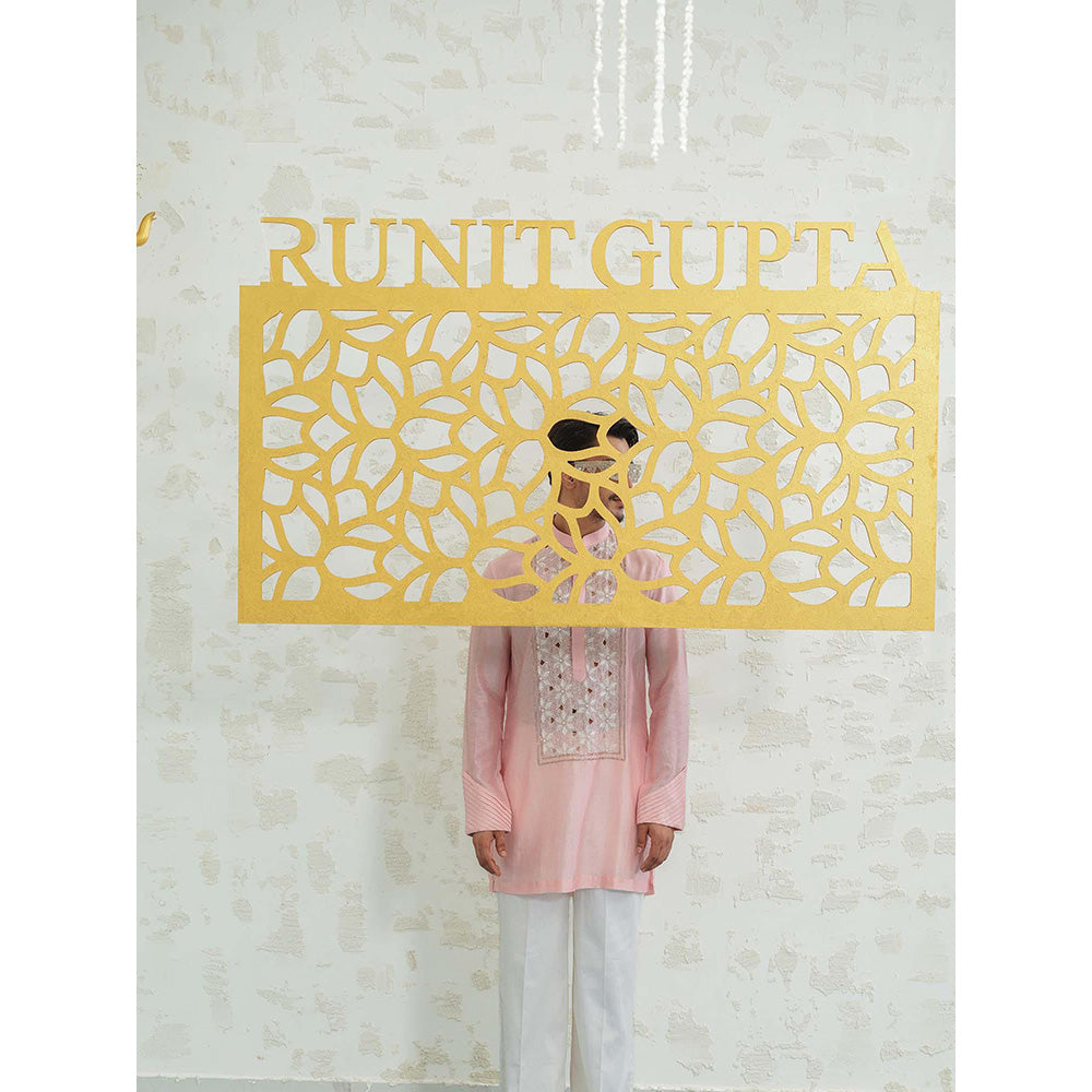 Runit Gupta Pink Cutwork Kurta with Pyjama