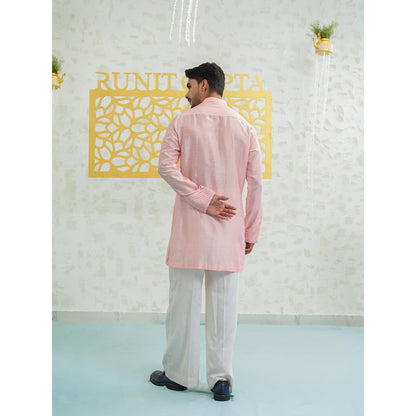 Runit Gupta Pink Cutwork Kurta with Pyjama