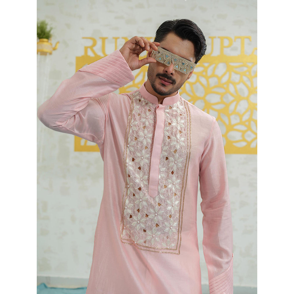 Runit Gupta Pink Cutwork Kurta with Pyjama