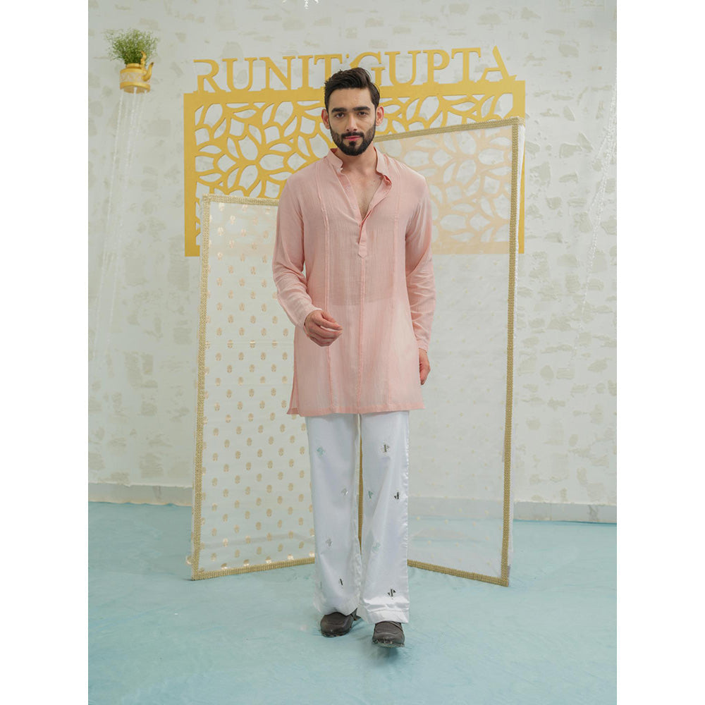 Runit Gupta Pleat Pink Kurta With Embroidered Pants