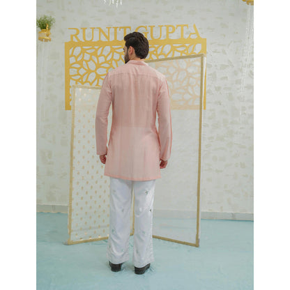 Runit Gupta Pleat Pink Kurta With Embroidered Pants