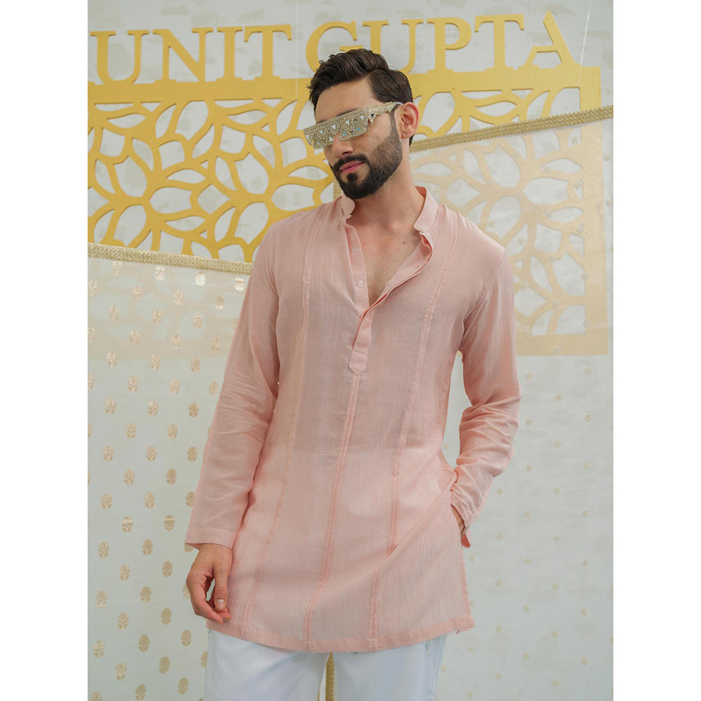 Runit Gupta Pleat Pink Kurta With Embroidered Pants