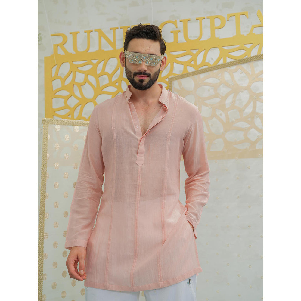 Runit Gupta Pleat Pink Kurta With Embroidered Pants