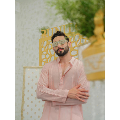 Runit Gupta Pleat Pink Kurta With Embroidered Pants