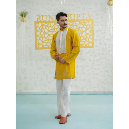 Runit Gupta Marigold Peeta Patch Kurta with Pyjama