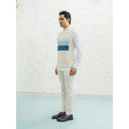 Runit Gupta Blue Ombre Flap Nehru Jacket