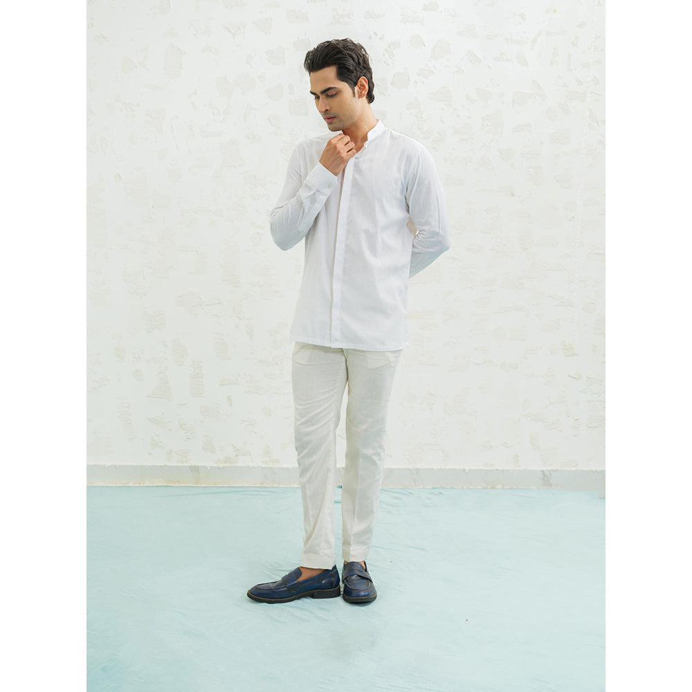 Runit Gupta Blue Ombre Flap Kurta with Nehru Jacket and Pyjama
