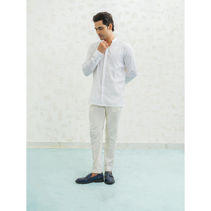 Runit Gupta Blue Ombre Flap Kurta with Nehru Jacket and Pyjama