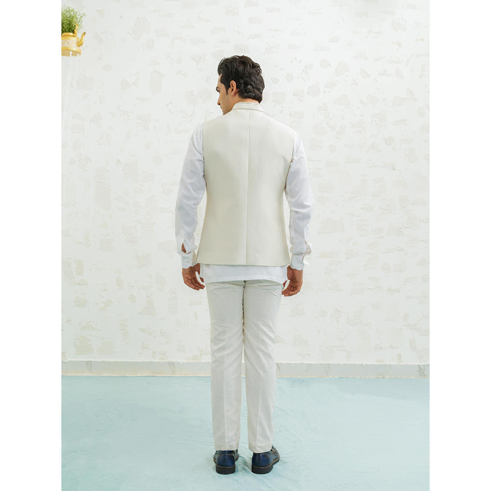Runit Gupta Blue Ombre Flap Kurta with Nehru Jacket and Pyjama