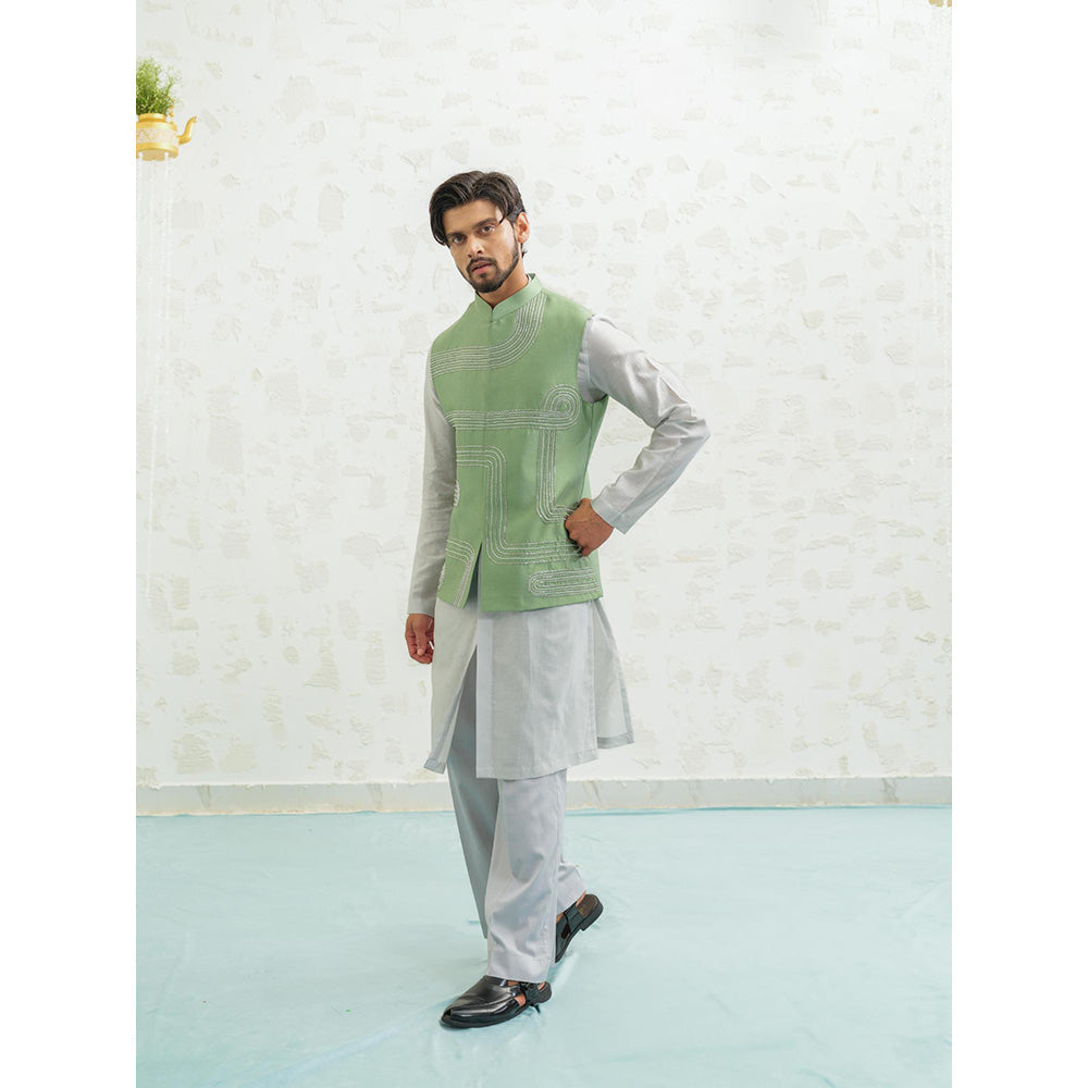 Runit Gupta Geometry Seafoam Nehru Jacket