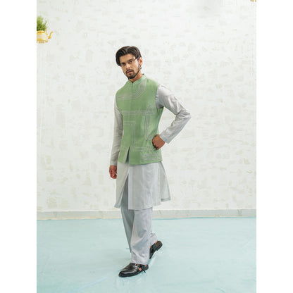 Runit Gupta Geometry Seafoam Nehru Jacket