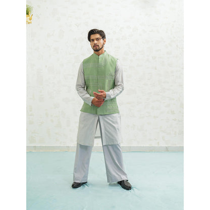 Runit Gupta Geometry Seafoam Nehru Jacket