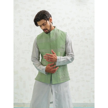 Runit Gupta Geometry Seafoam Nehru Jacket