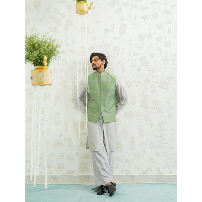 Runit Gupta Geometry Seafoam Nehru Jacket