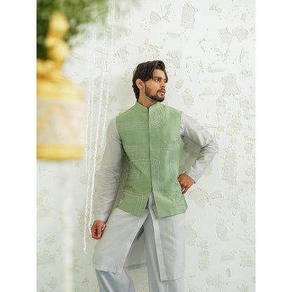 Runit Gupta Geometry Seafoam Nehru Jacket