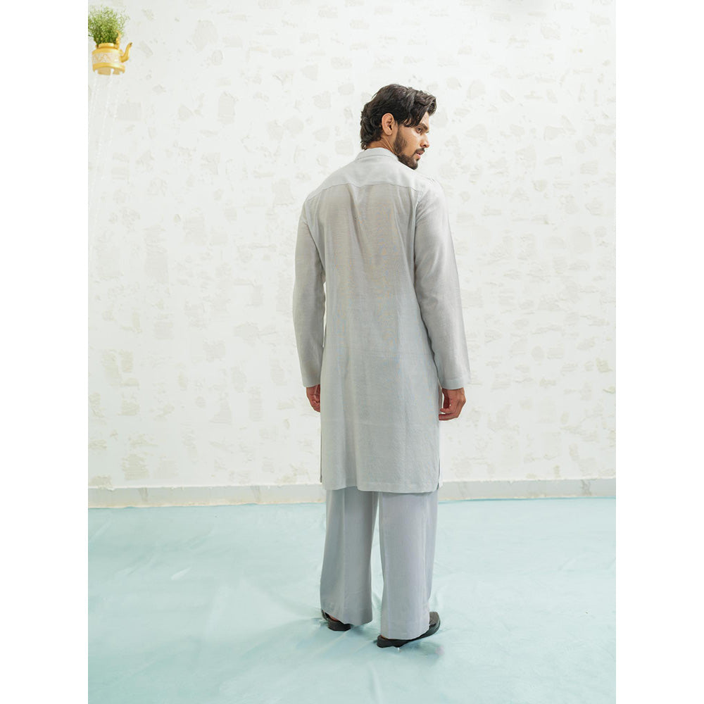 Runit Gupta Geometry Seafoam Kurta with Pyjama and Nehru Jacket