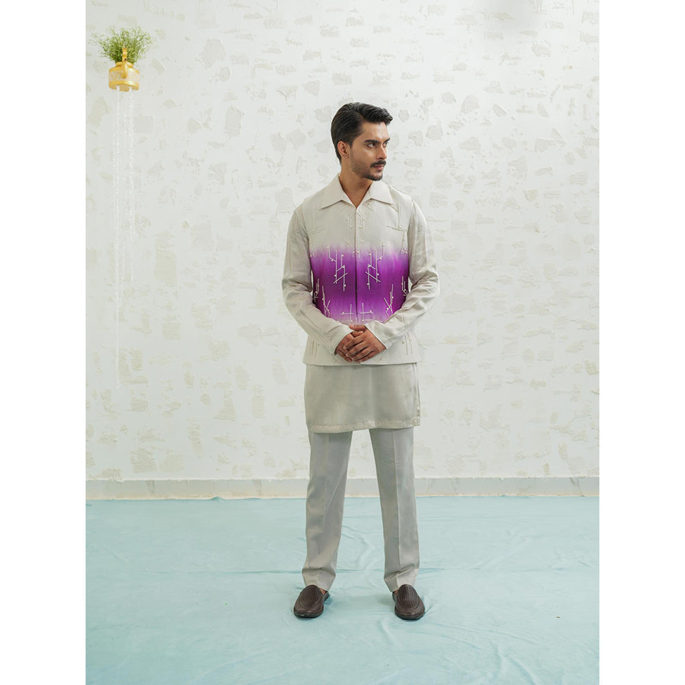 Runit Gupta Purple Ombre Geometry Nehru Jacket