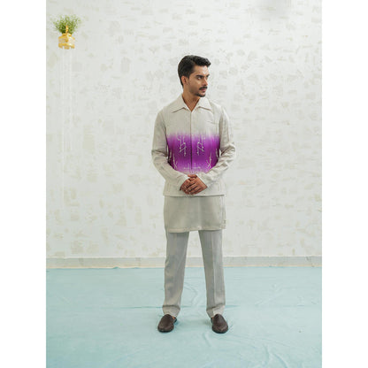 Runit Gupta Purple Ombre Geometry Nehru Jacket