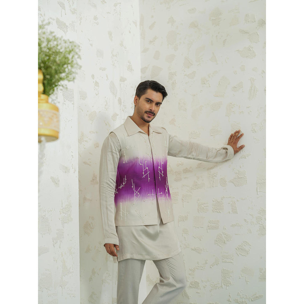 Runit Gupta Purple Ombre Geometry Nehru Jacket