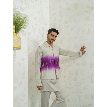 Runit Gupta Purple Ombre Geometry Nehru Jacket