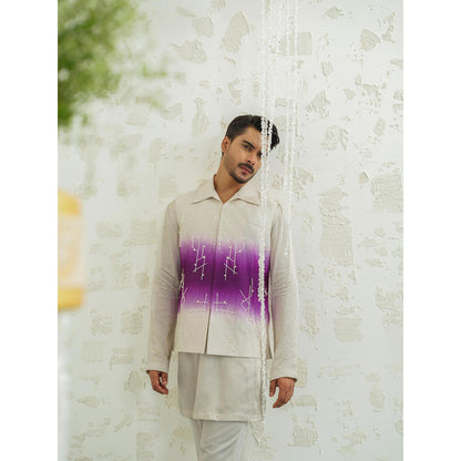 Runit Gupta Purple Ombre Geometry Nehru Jacket