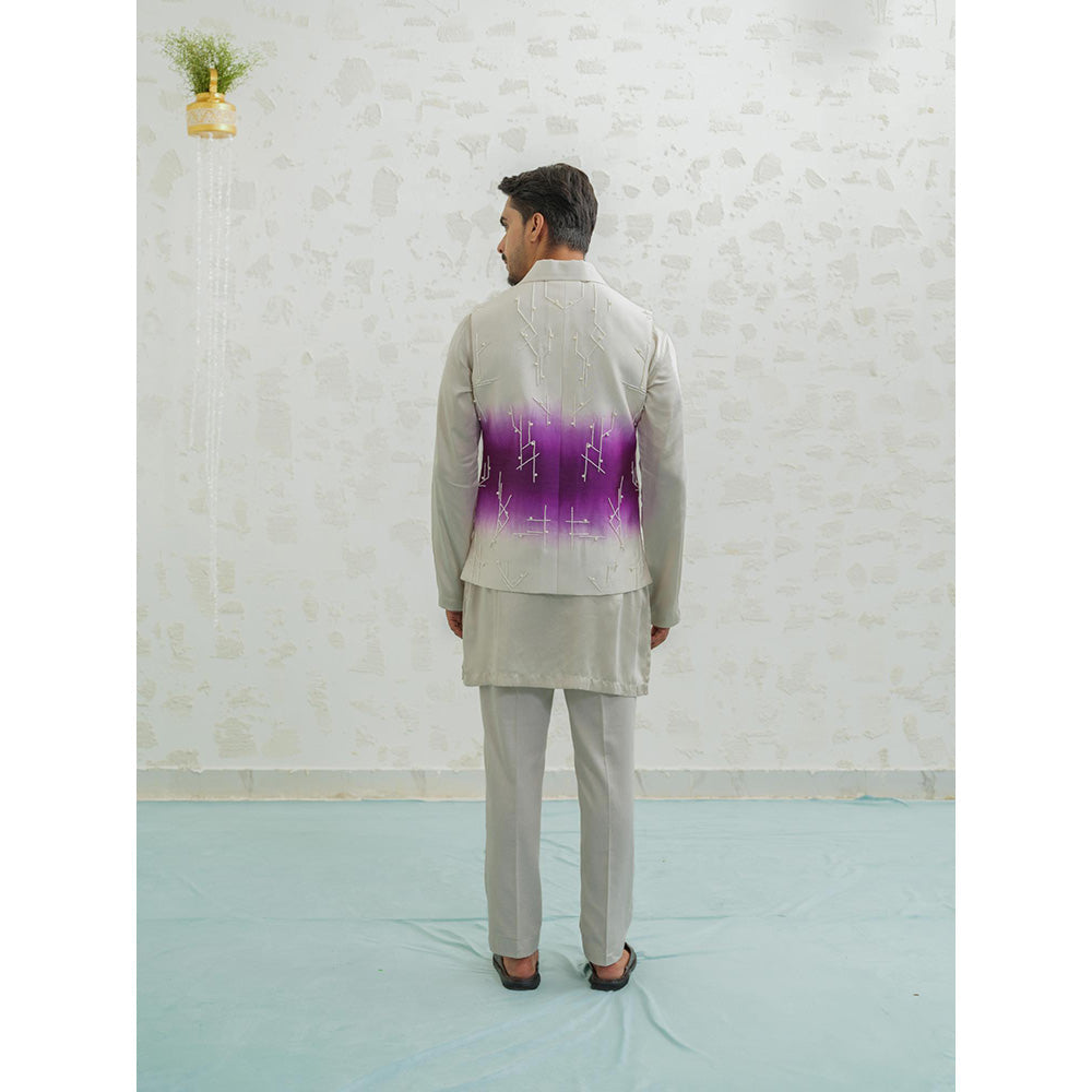Runit Gupta Purple Ombre Geometry Nehru Jacket