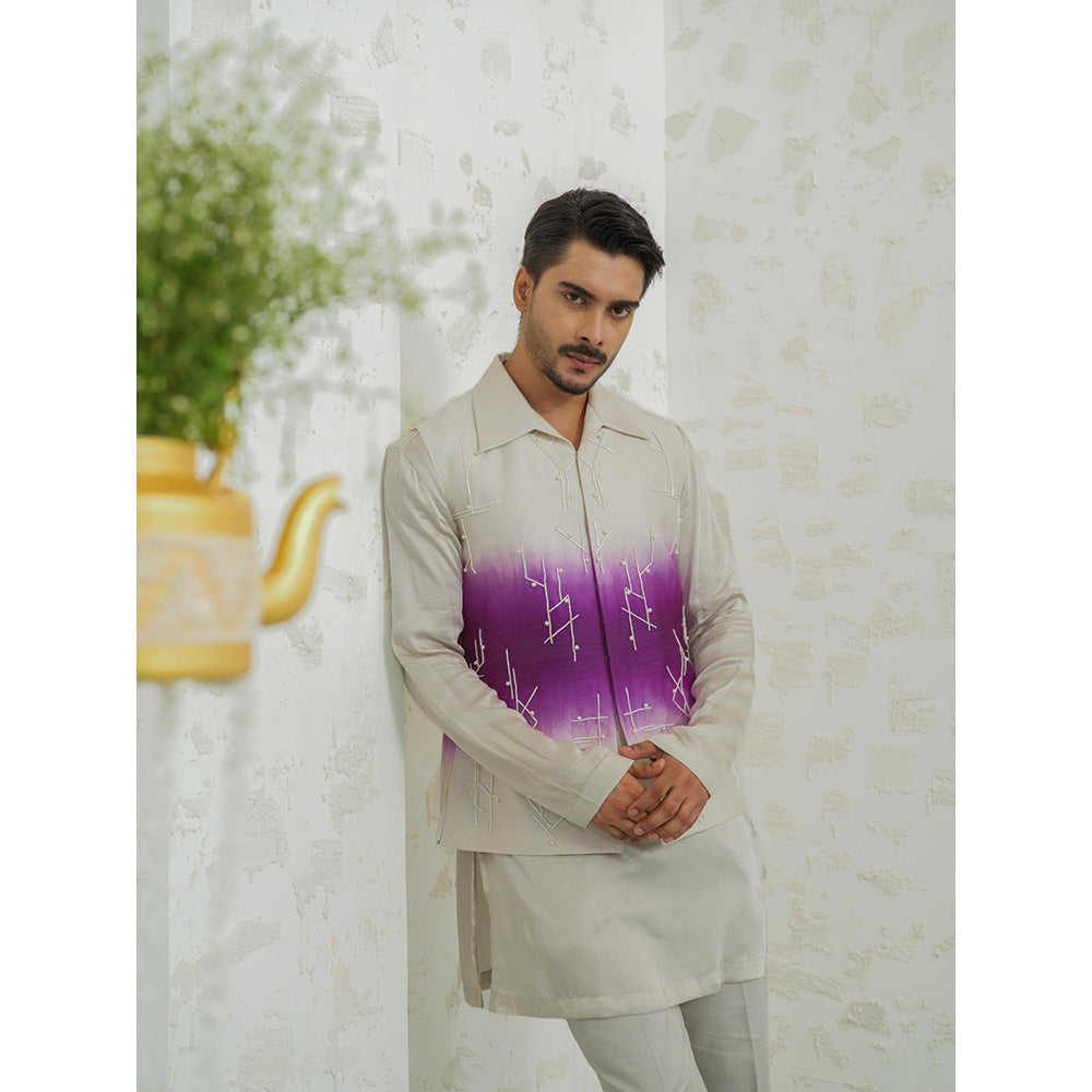 Runit Gupta Purple Ombre Geometry Nehru Jacket
