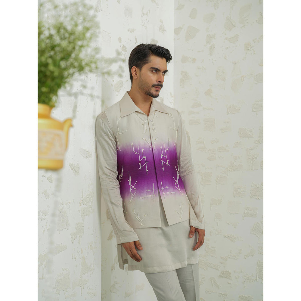 Runit Gupta Purple Ombre Geometry Nehru Jacket
