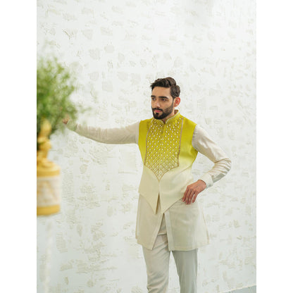 Runit Gupta Green Ombre Latkan Nehru Jacket