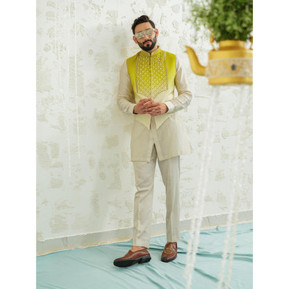 Runit Gupta Green Ombre Latkan Nehru Jacket