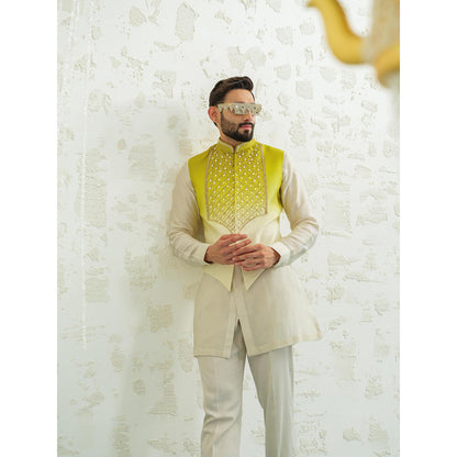 Runit Gupta Green Ombre Latkan Nehru Jacket