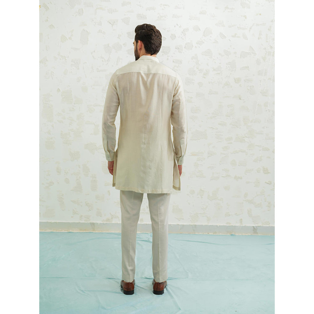Runit Gupta Green Ombre Latkan Kurta with Pyjama and Nehru Jacket