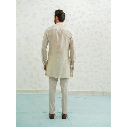 Runit Gupta Green Ombre Latkan Kurta with Pyjama and Nehru Jacket